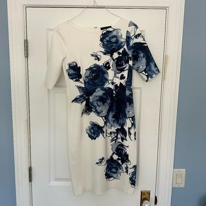 Rickie Freeman Teri Jon Dress- Size 6- White and Blue Floral
